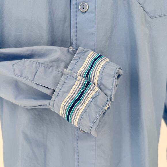 Robert Graham Button Front Long Sleeve Casual Shirt Birdwell Solid Light Blue M - Picture 3 of 9